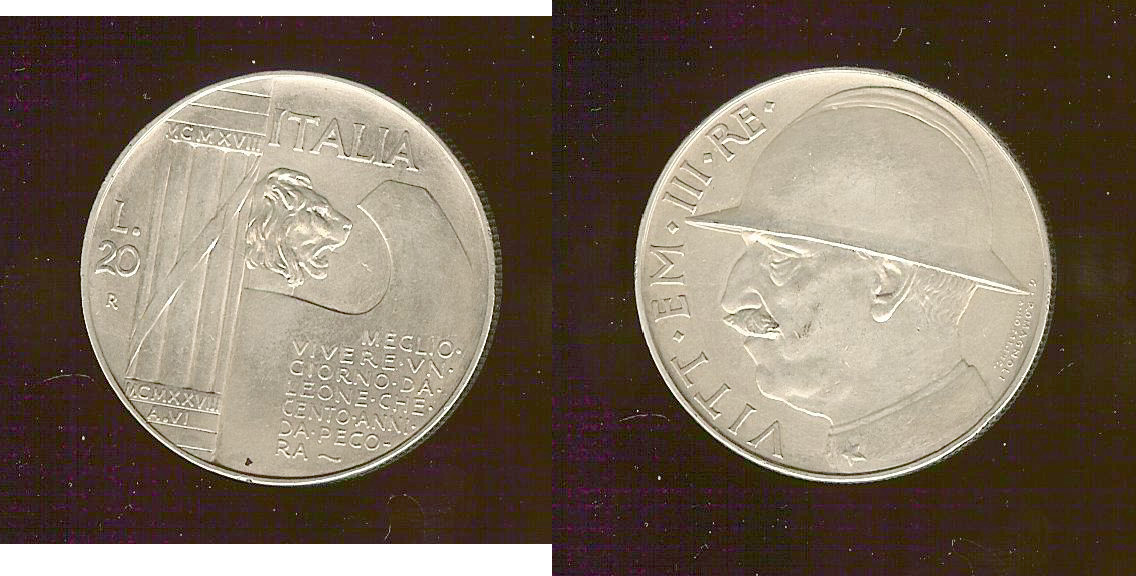 Italy 20 lira 1928 AU